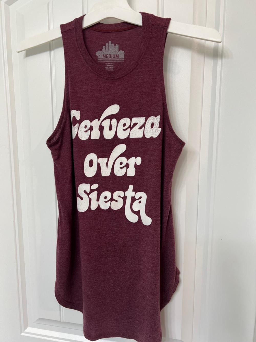 🌸 Lucky Brand "Cerveza Over Siesta" Maroon‎ Muscle Tank Top M Summer 2018